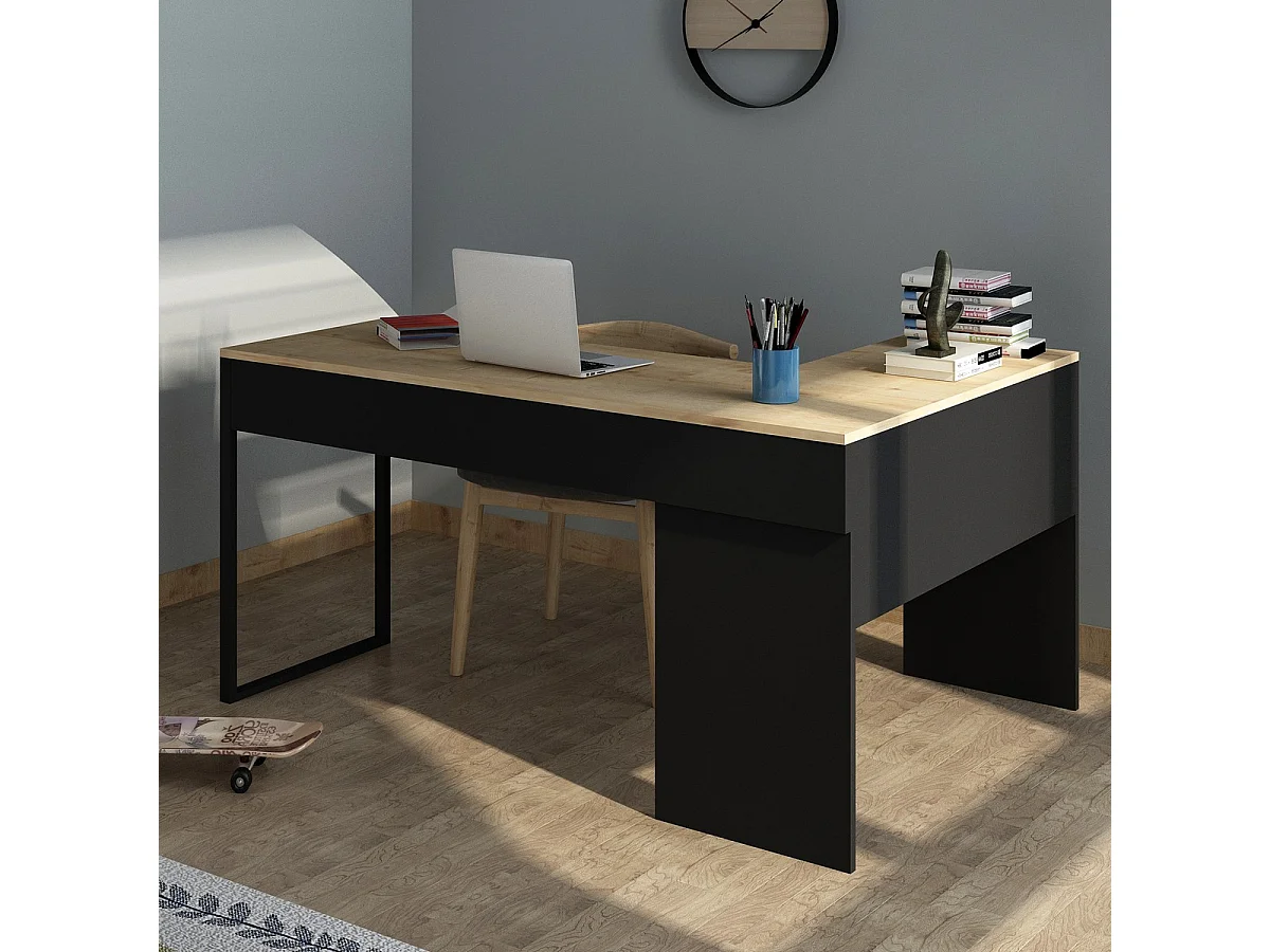 Bureau Moderne Kastilya, Noir, 150x100x74 cm, Epikasa