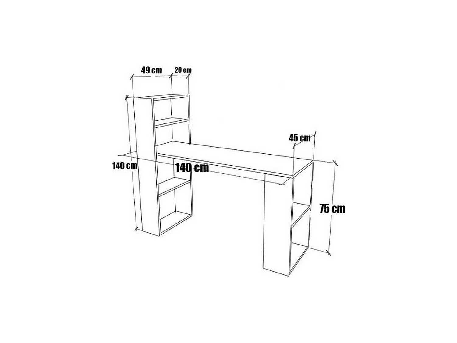 Biurko Jayden, Brązowy, 45x140x140 cm, Epikasa