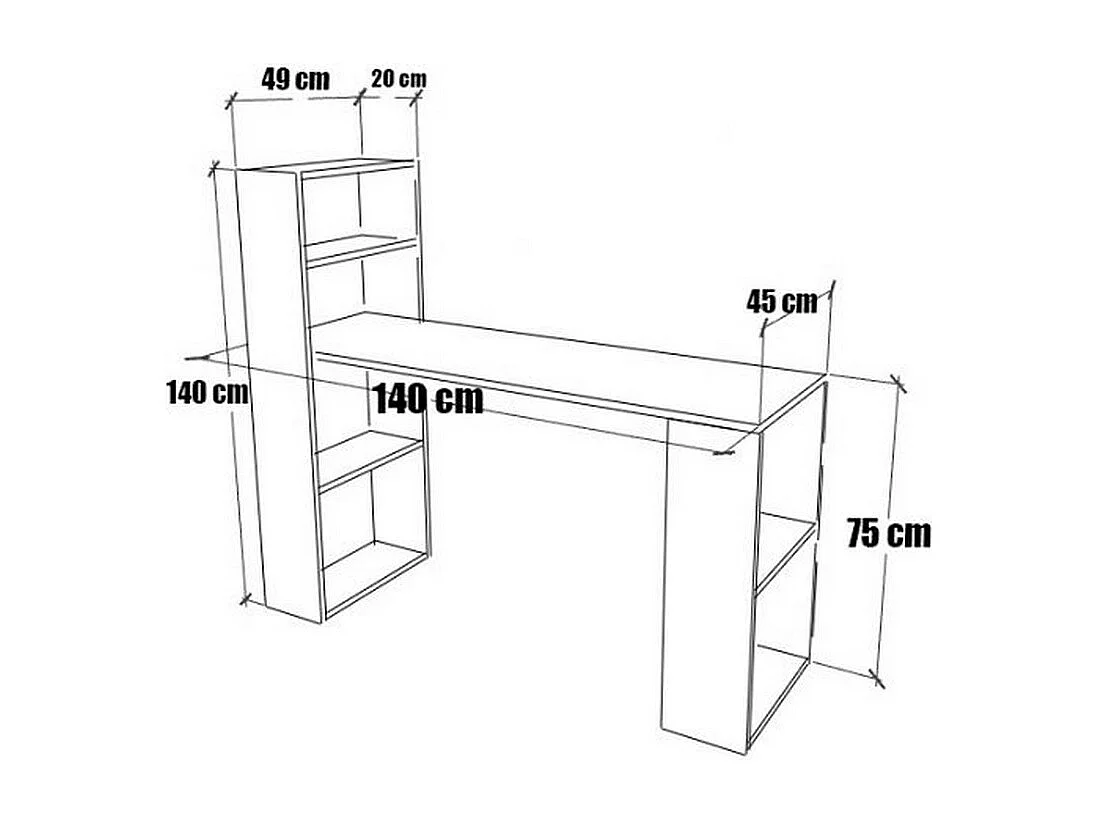 Biurko Jayden, Brązowy, 45x140x140 cm, Epikasa