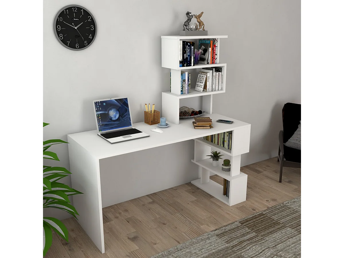 Bureau Moderne Matthew, Blanc, 50x148x120 cm, Epikasa
