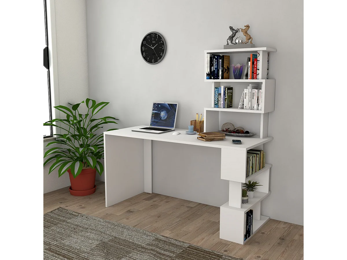 Bureau Moderne Matthew, Blanc, 50x148x120 cm, Epikasa