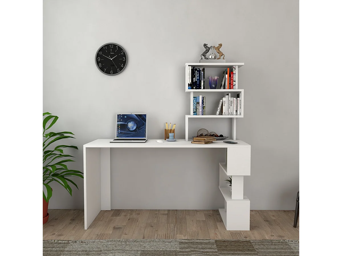 Bureau Moderne Matthew, Blanc, 50x148x120 cm, Epikasa