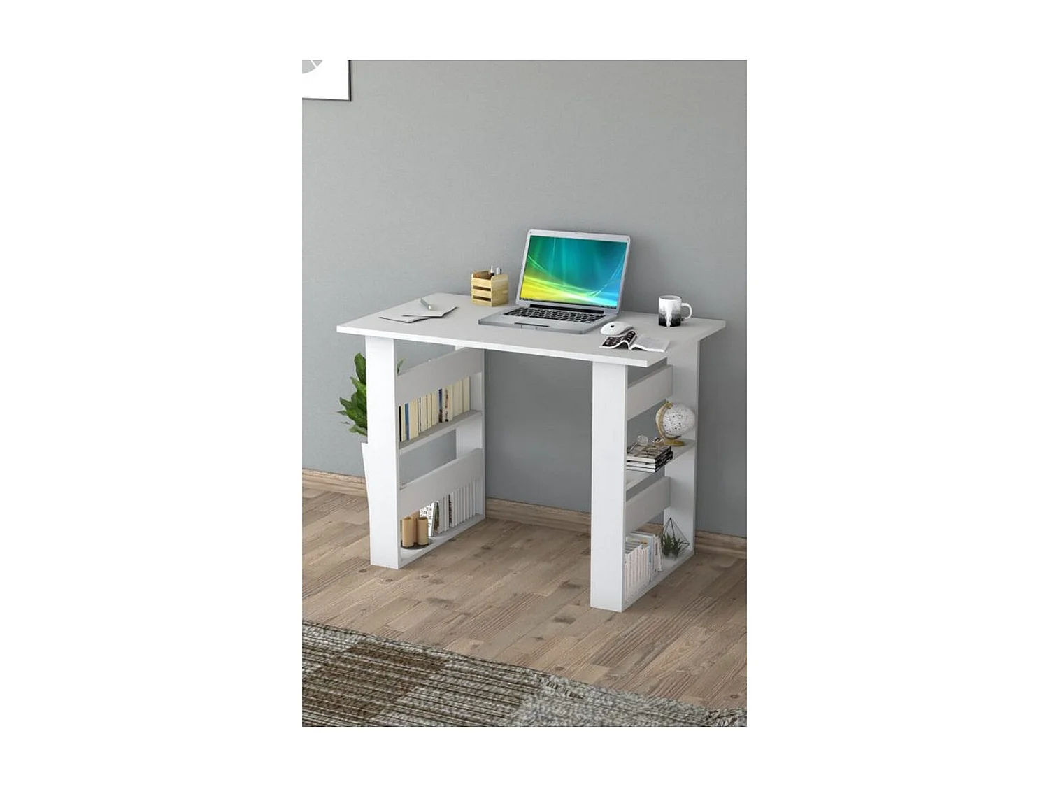 Bureau Moderne Landon, Blanc, 60x90x75 cm, Epikasa