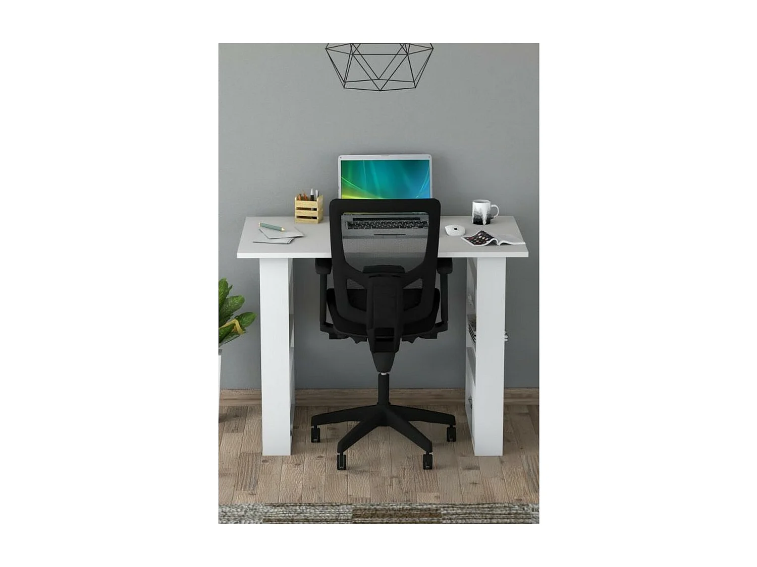 Bureau Moderne Landon, Blanc, 60x90x75 cm, Epikasa