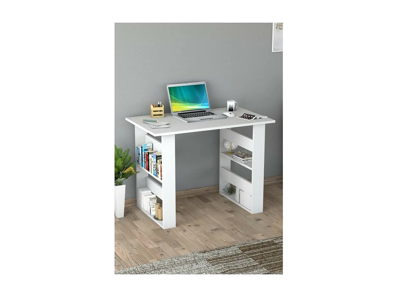 Bureau Moderne Landon, Blanc, 60x90x75 cm, Epikasa