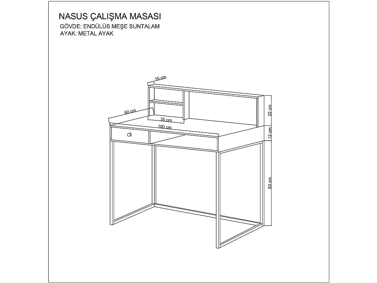 Biurko Nasus, Brązowy, 100x60x97 cm, Epikasa