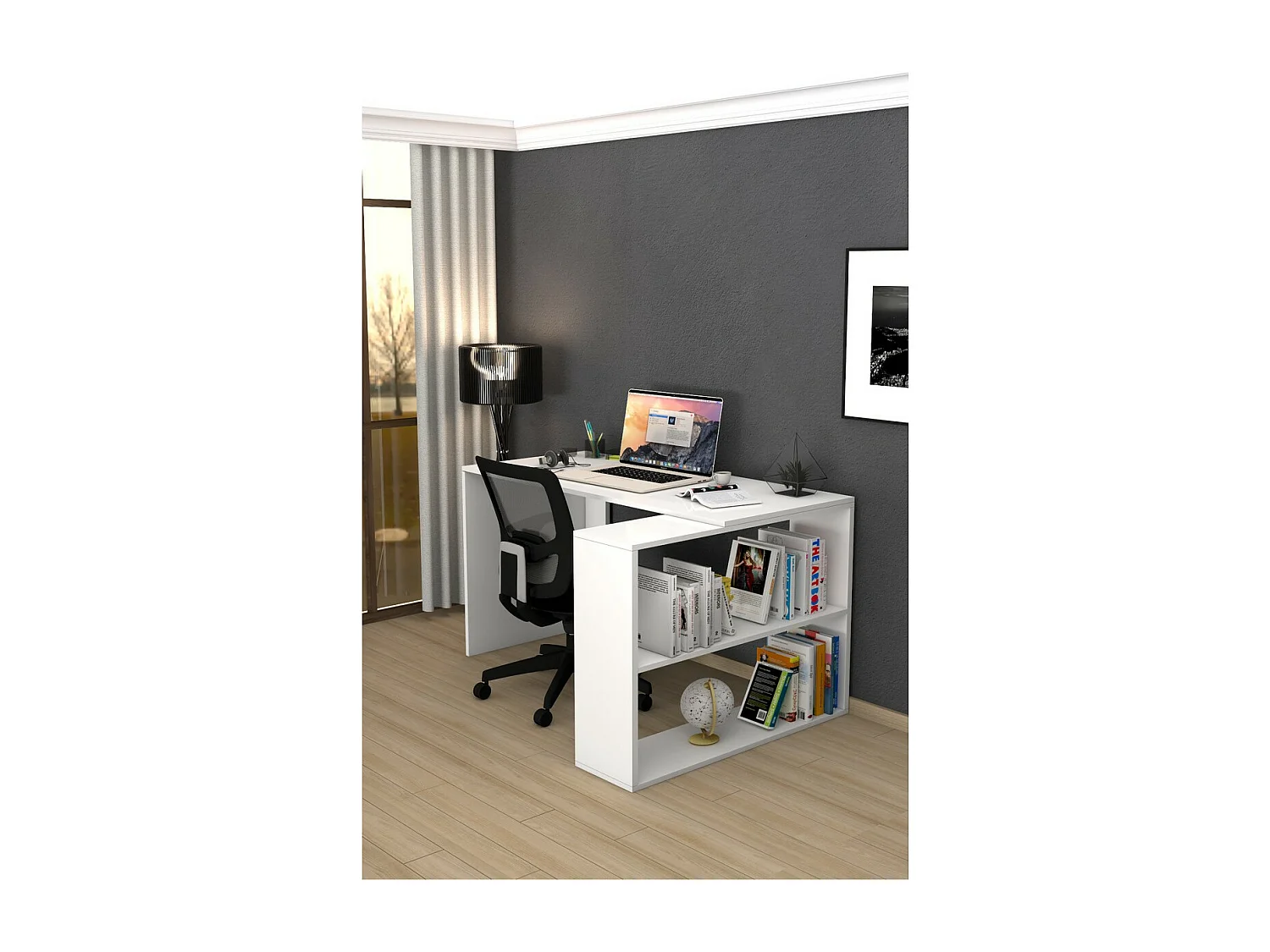 Bureau Moderne Zoe, Blanc, 50x130x75 cm, Epikasa