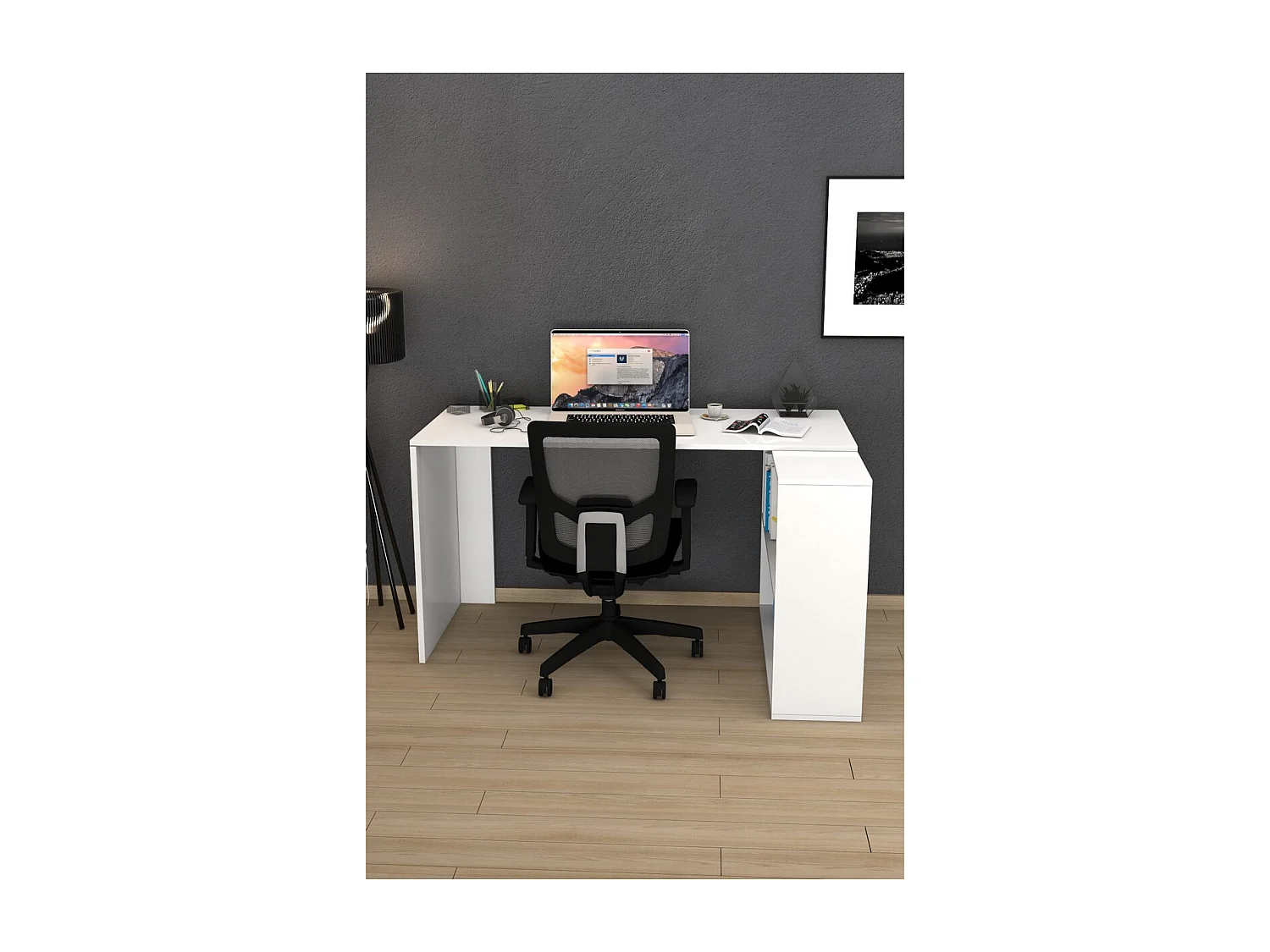 Bureau Moderne Zoe, Blanc, 50x130x75 cm, Epikasa