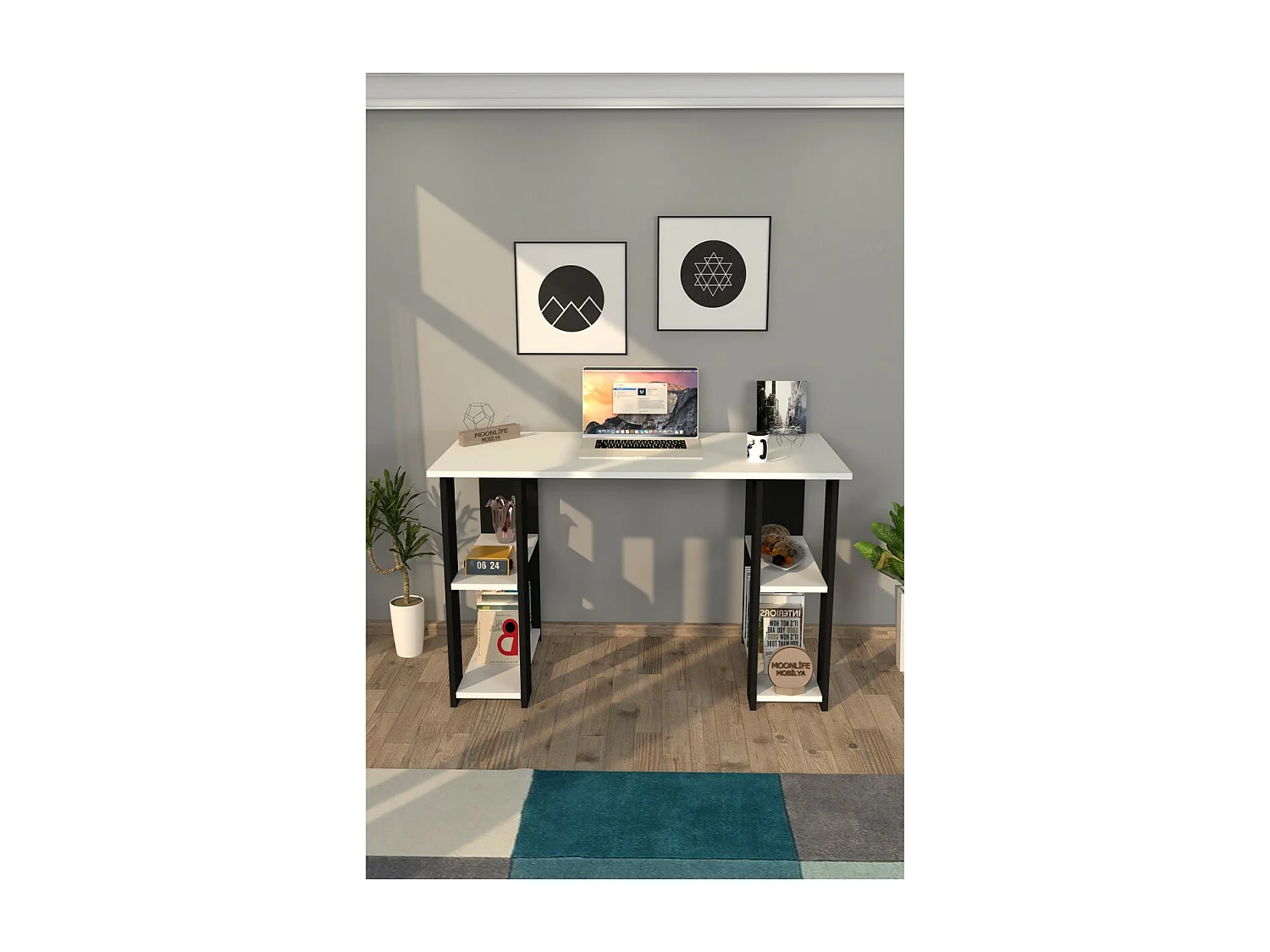 Bureau Moderne Madelyn, Noir, 50x120x75 cm, Epikasa