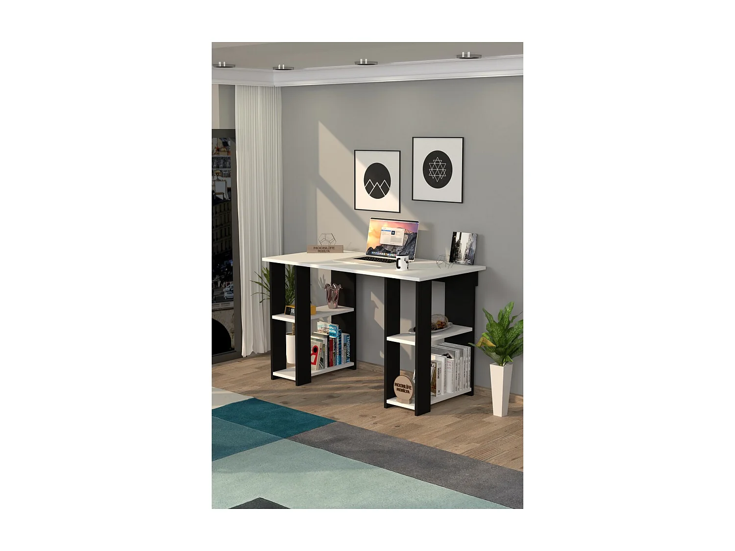 Bureau Moderne Madelyn, Noir, 50x120x75 cm, Epikasa