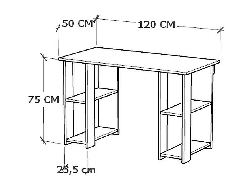 Bureau Moderne Madelyn, Noir, 50x120x75 cm, Epikasa