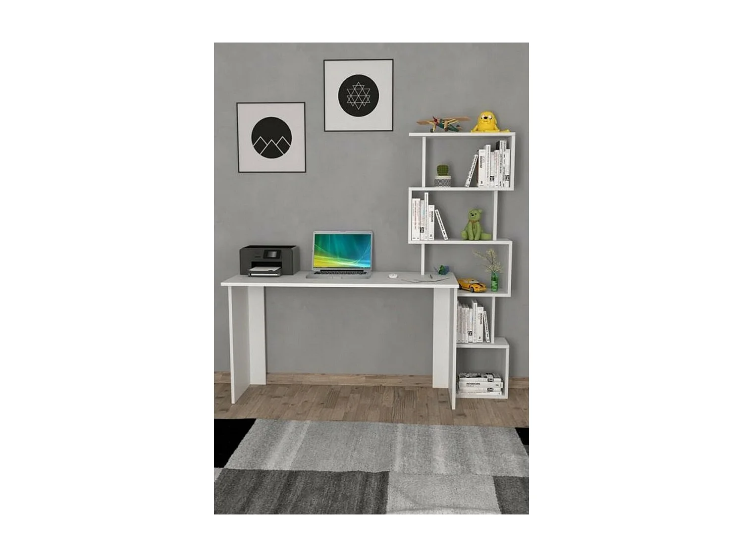 Biurko Jordan, Biały, 45x150x159 cm, Epikasa