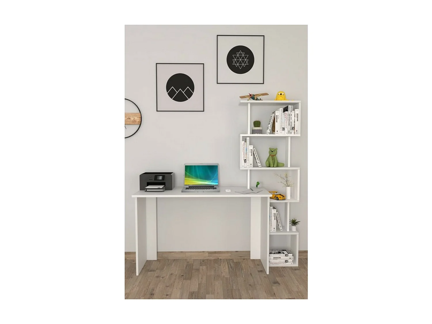 Biurko Jordan, Biały, 45x150x159 cm, Epikasa