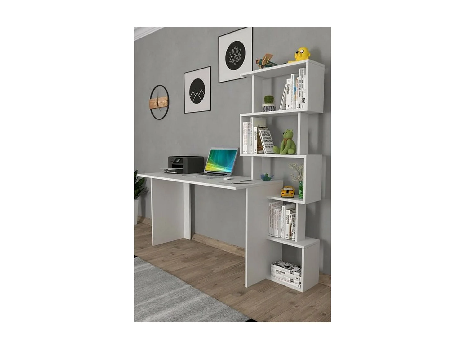 Biurko Jordan, Biały, 45x150x159 cm, Epikasa