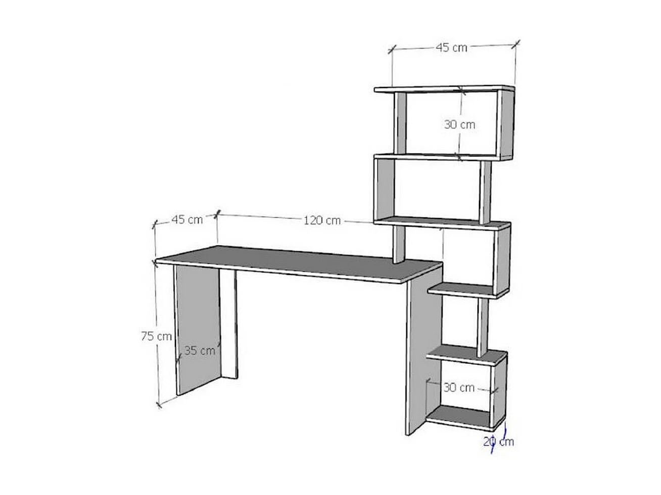 Biurko Jordan, Biały, 45x150x159 cm, Epikasa