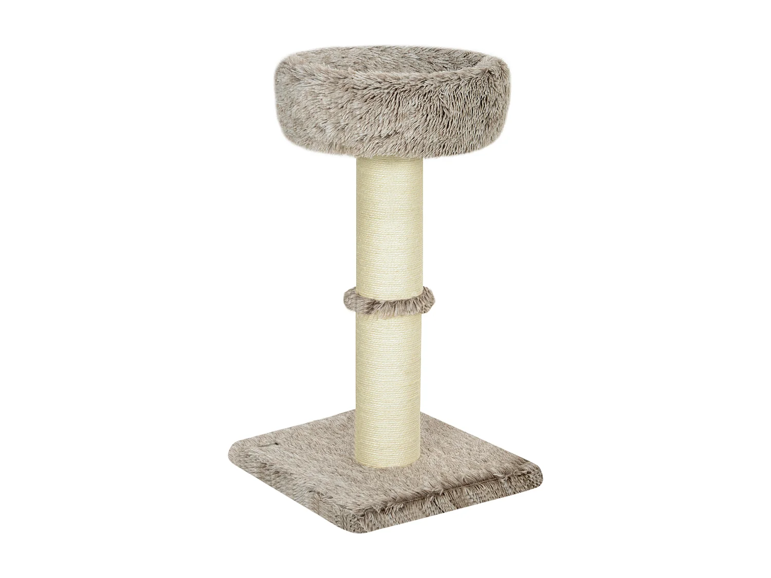 Arbre à chat luxe effet fourrure - dim. 45L x 45l x 87H cm - griffoir, plateforme panier observation - marron