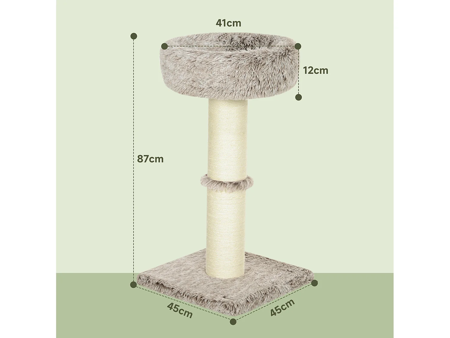 Arbre à chat luxe effet fourrure - dim. 45L x 45l x 87H cm - griffoir, plateforme panier observation - marron