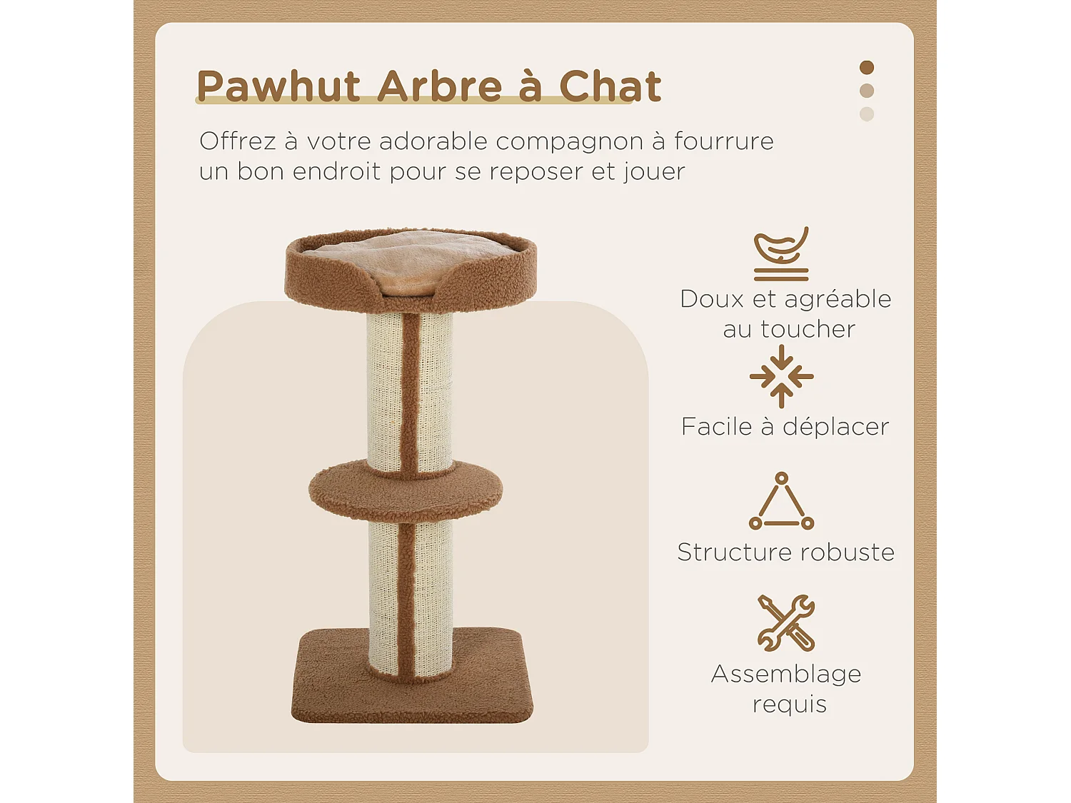 Arbre à chat avec griffoir centre d'activités 2 plateformes coussin marron