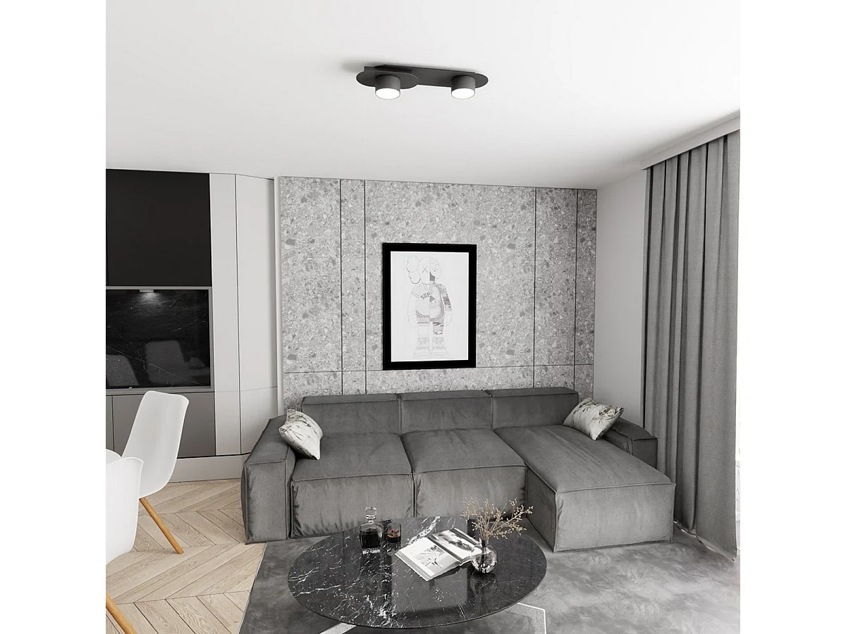 Plafondlamp Stilo, Zwart, 44x10x20 cm, Seven Design