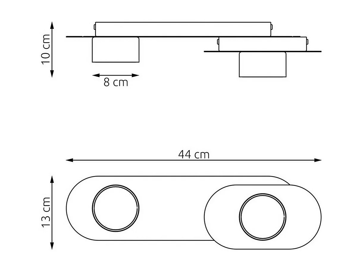 Plafondlamp Stilo, Zwart, 44x10x20 cm, Seven Design