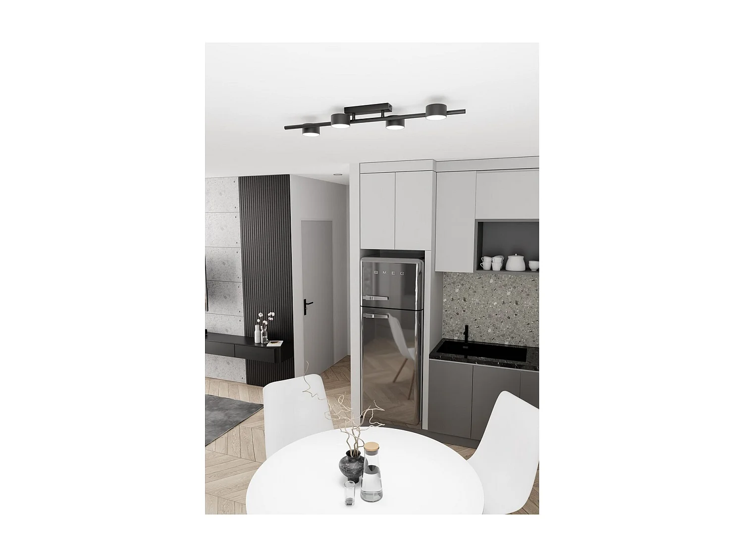 Plafondlamp Bet, Zwart, 80x9x19 cm, Seven Design