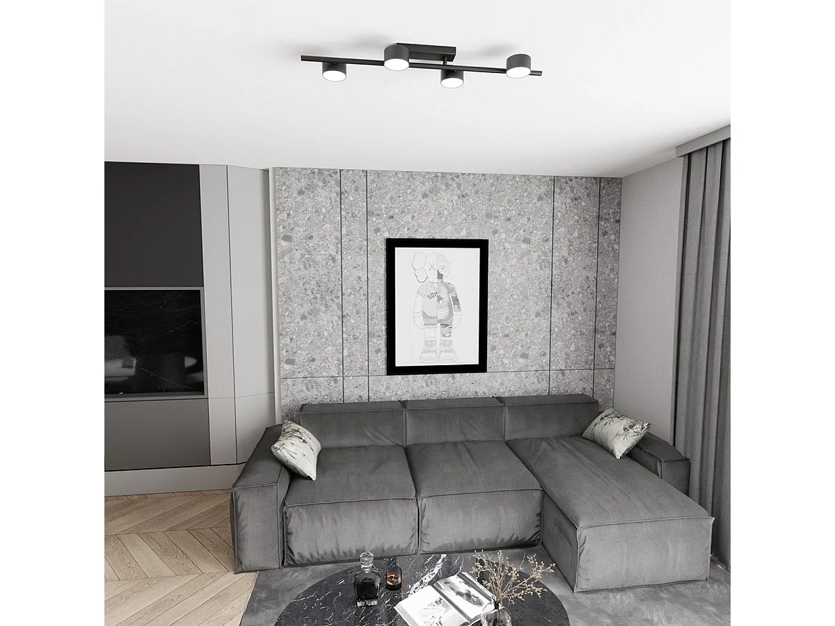 Plafonnier Bet, Noir, 80x9x19 cm, Seven Design