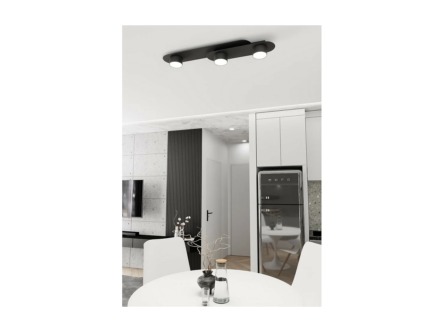 Candeeiro de Teto Stilo, Preto, 70x10x20 cm, Seven Design