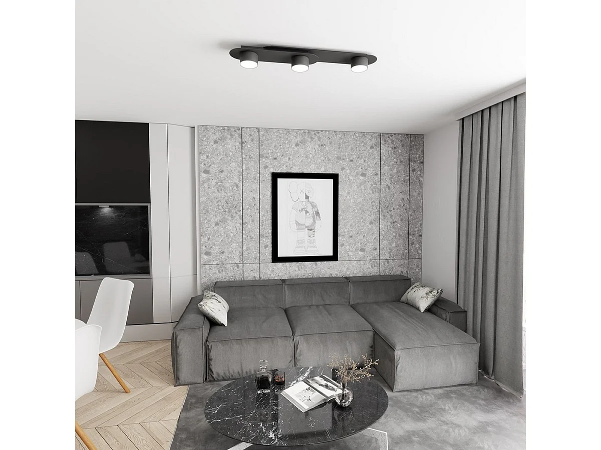 Candeeiro de Teto Stilo, Preto, 70x10x20 cm, Seven Design