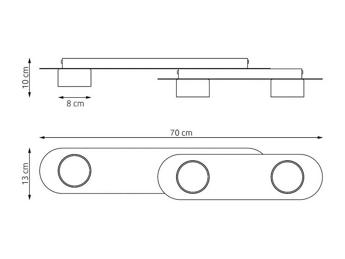 Candeeiro de Teto Stilo, Preto, 70x10x20 cm, Seven Design