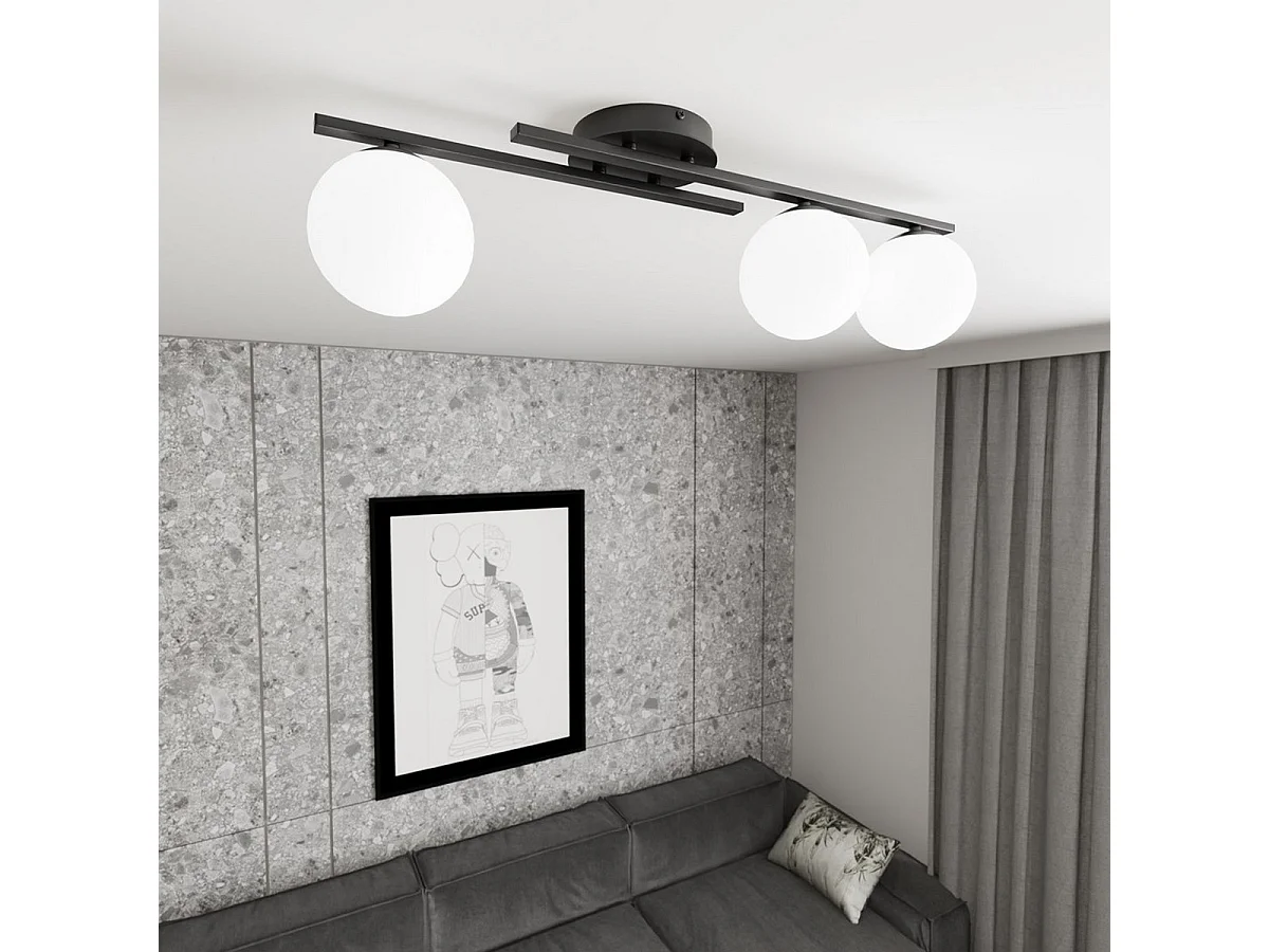 Plafonnier Kairo, Noir, 74x19x20 cm, Seven Design