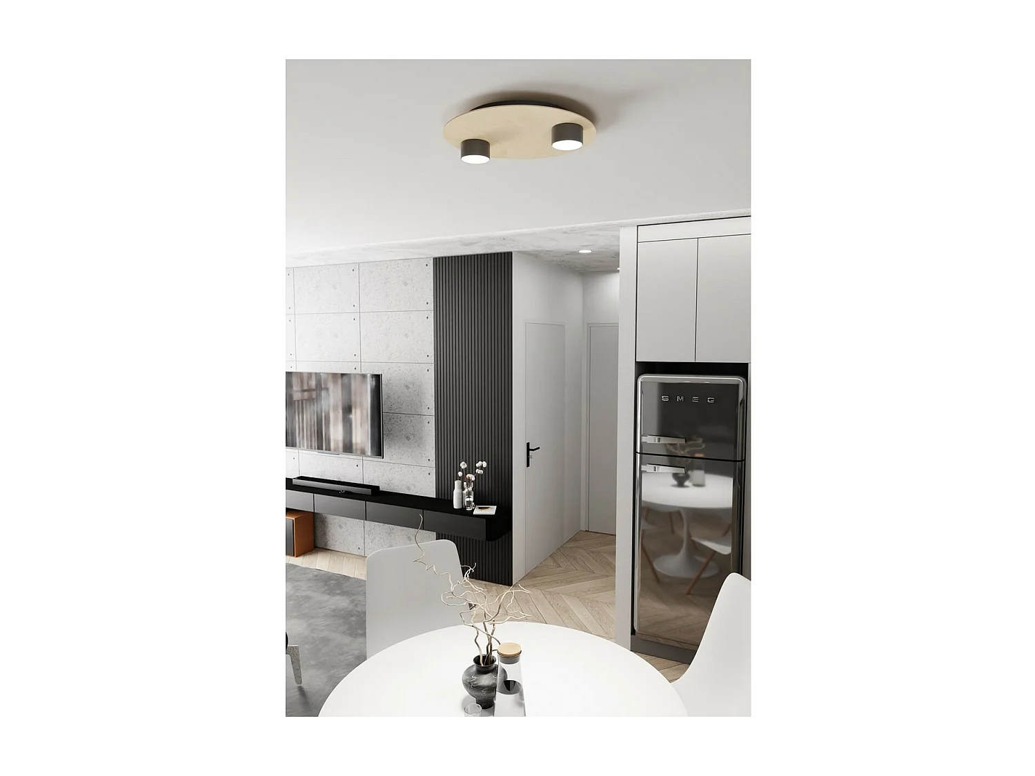 Plafonnier Pixo, Noir, 40x7x20 cm, Seven Design