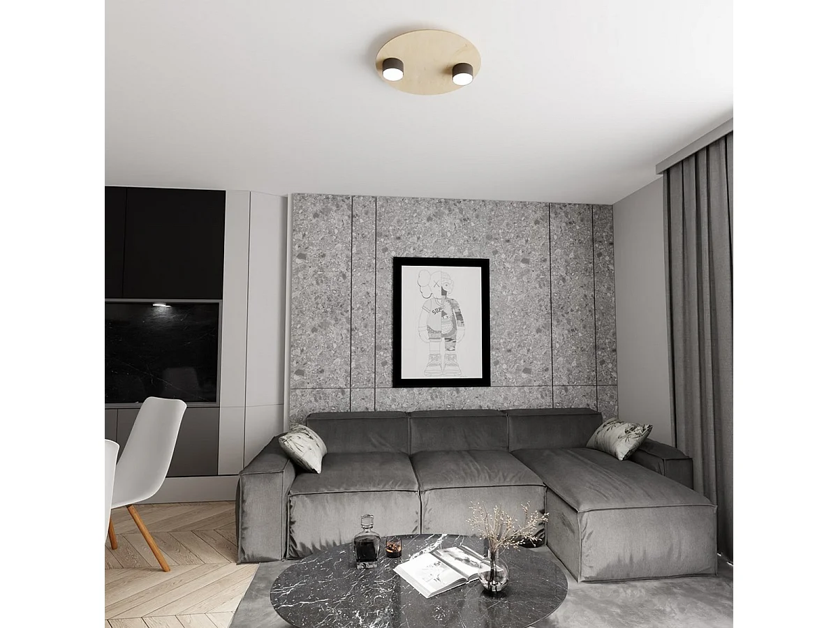 Plafonnier Pixo, Noir, 40x7x20 cm, Seven Design