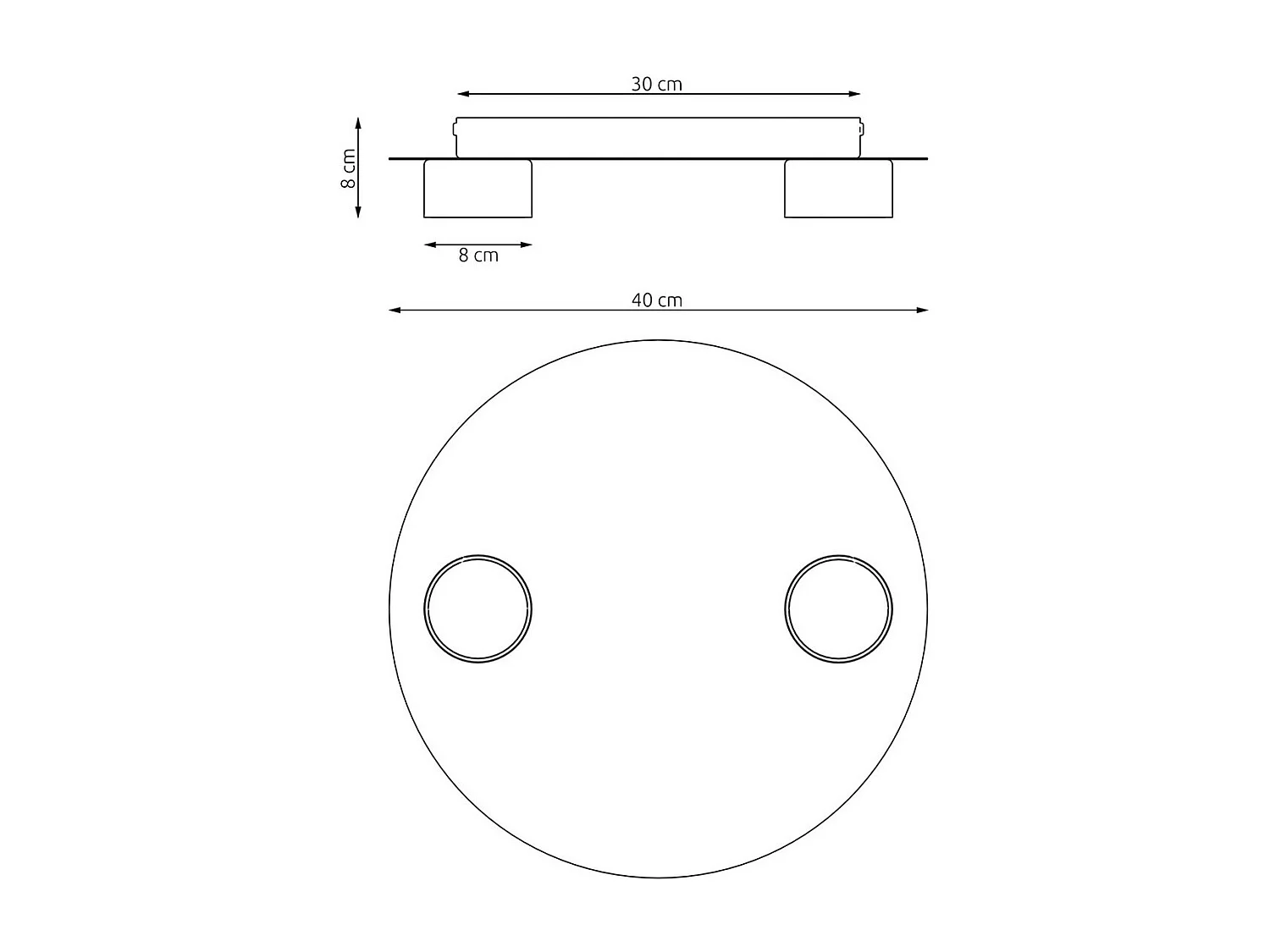 Plafonnier Pixo, Noir, 40x7x20 cm, Seven Design