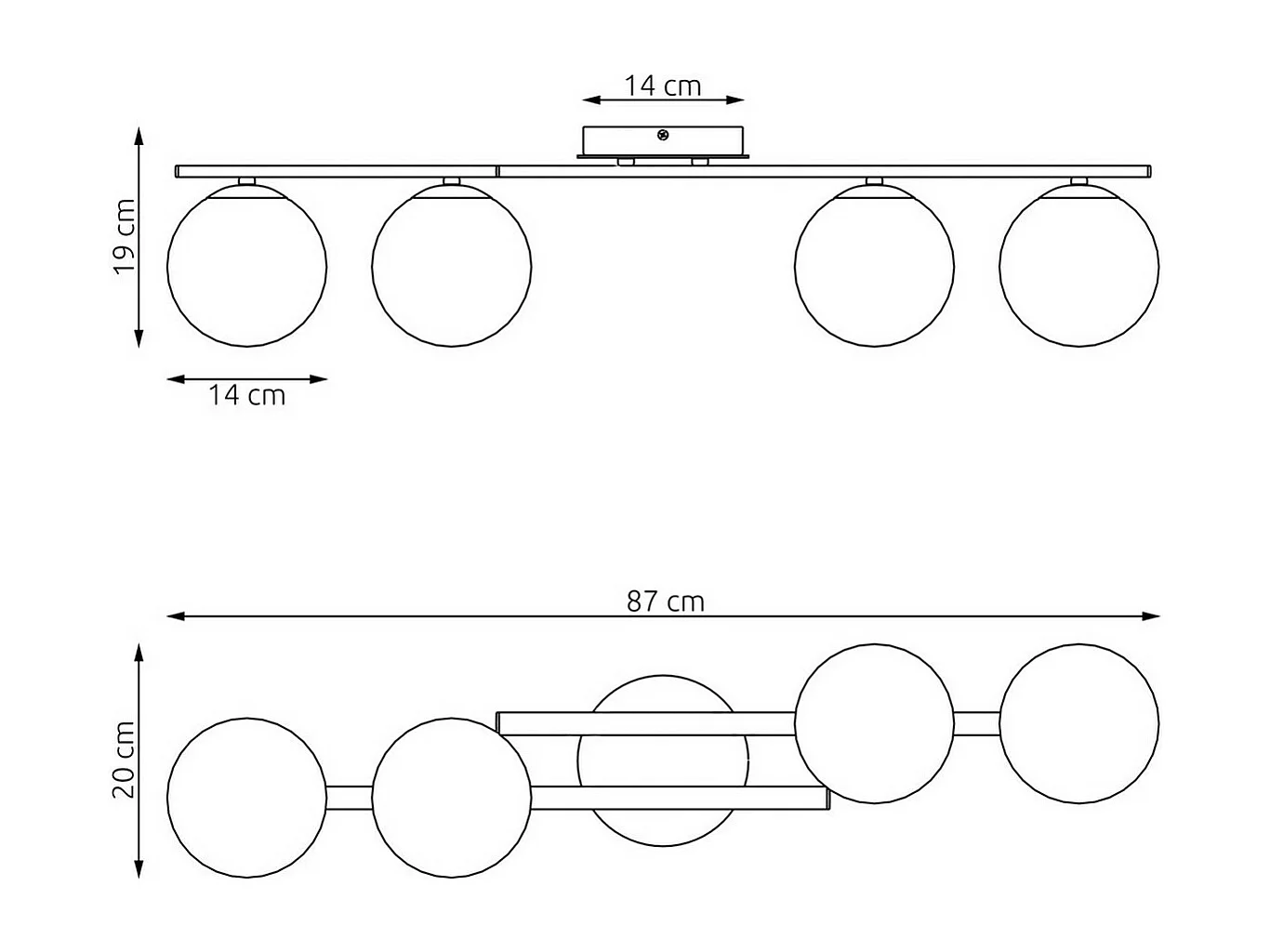 Candeeiro de Teto Kairo, Preto, 87x19x29 cm, Epikasa