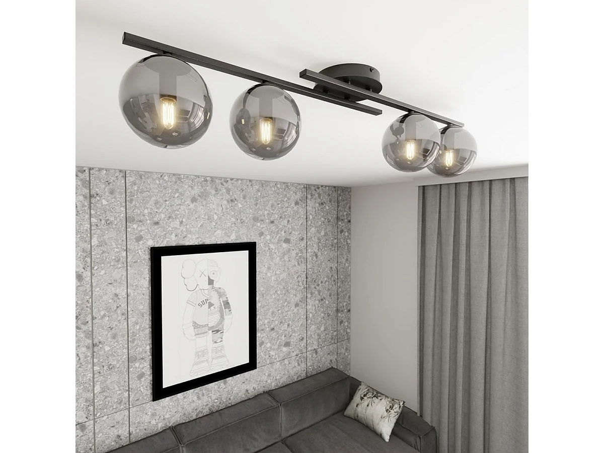 Candeeiro de Teto Kairo 3, Preto, 87x19x29 cm, Seven Design