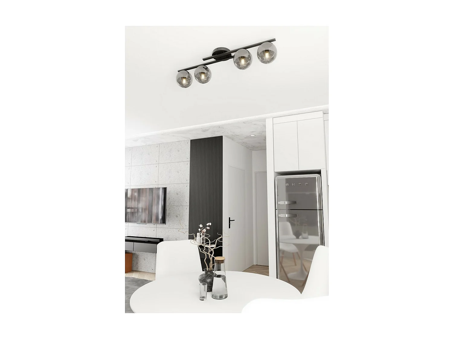 Candeeiro de Teto Kairo 3, Preto, 87x19x29 cm, Seven Design