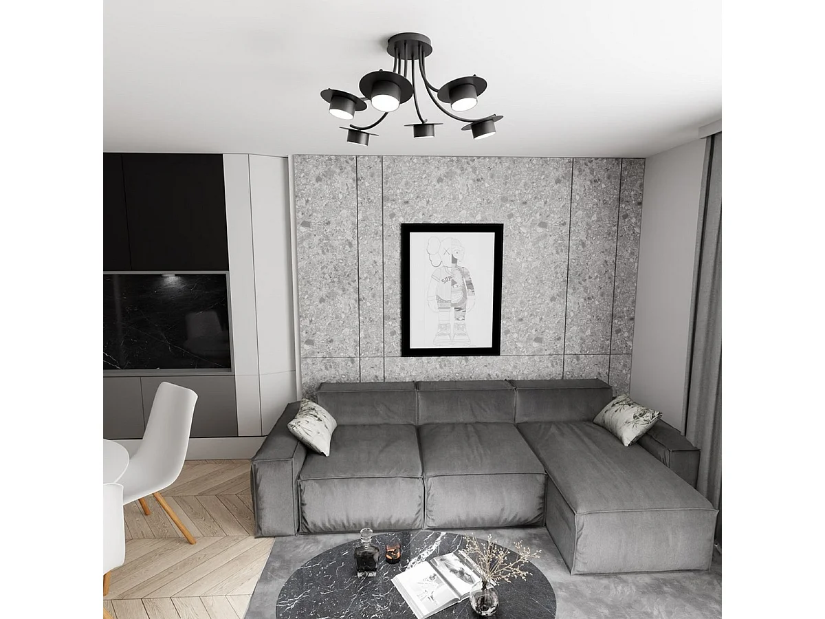 Plafonnier Enso, Noir, 60x29x60 cm, Seven Design