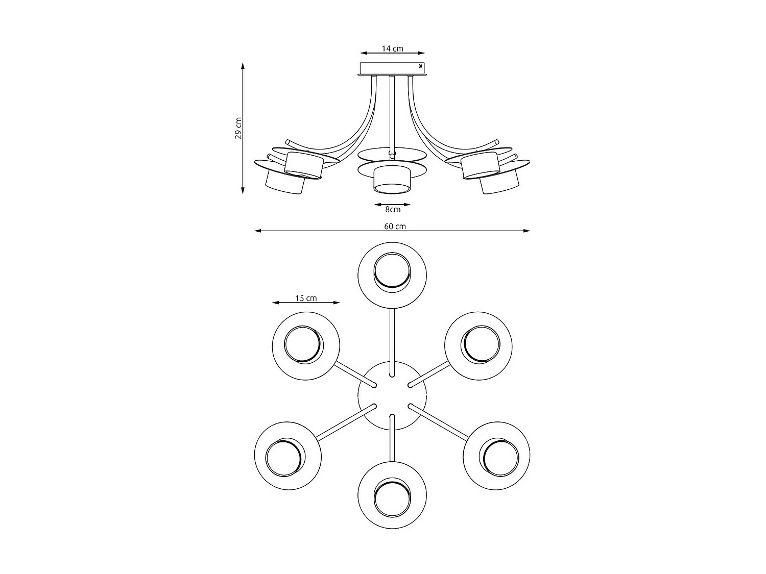 Plafonnier Enso, Noir, 60x29x60 cm, Seven Design