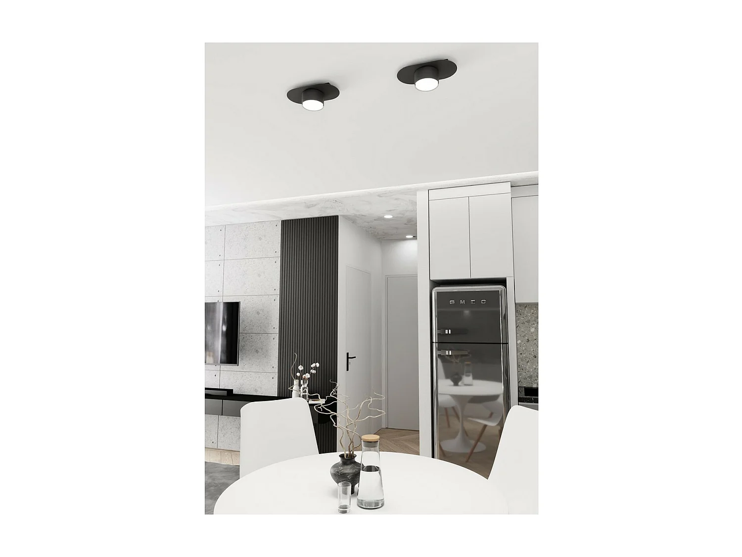 Plafonnier Stilo, Noir, 20x7x20 cm, Seven Design