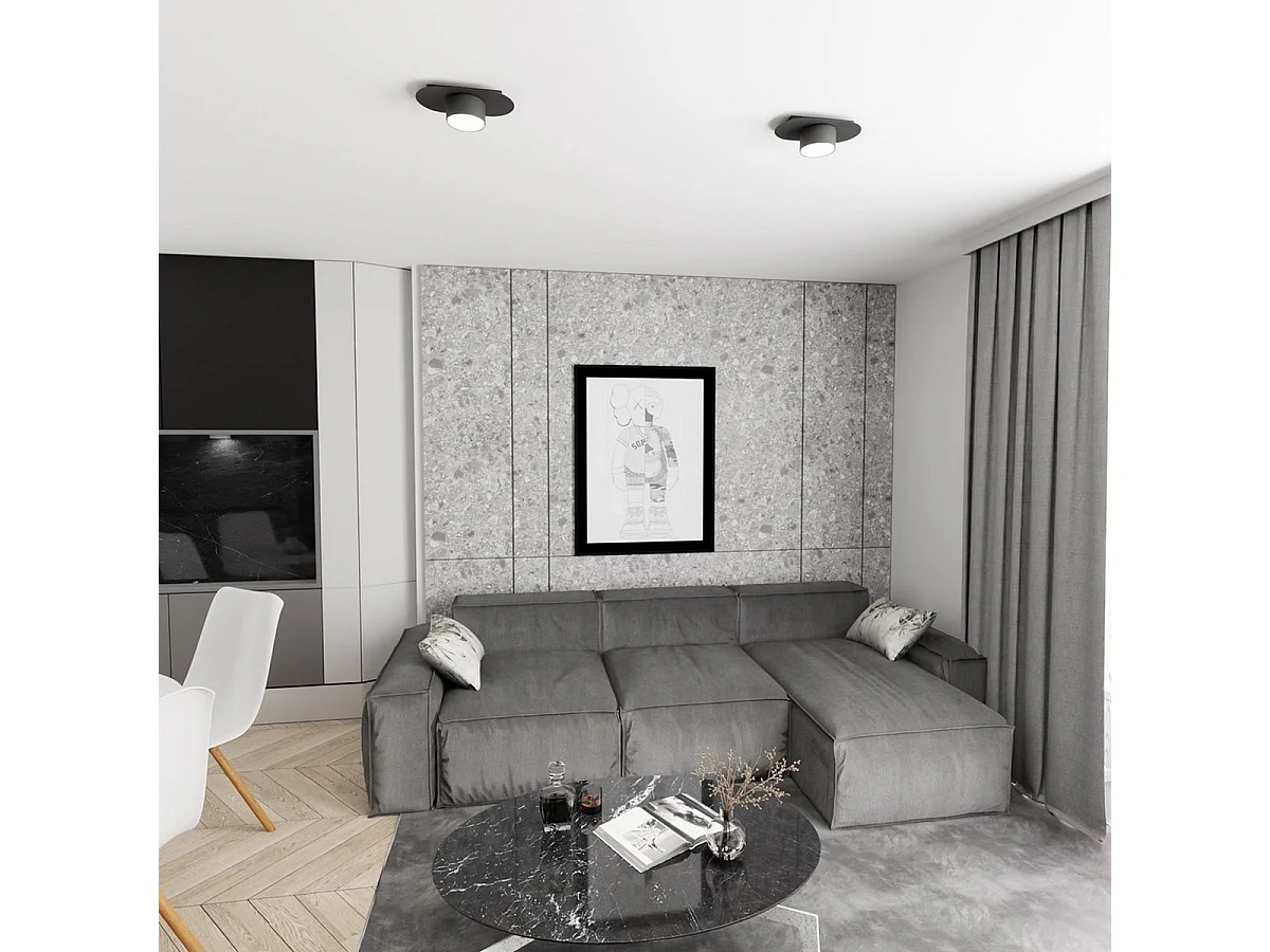 Plafonnier Stilo, Noir, 20x7x20 cm, Seven Design