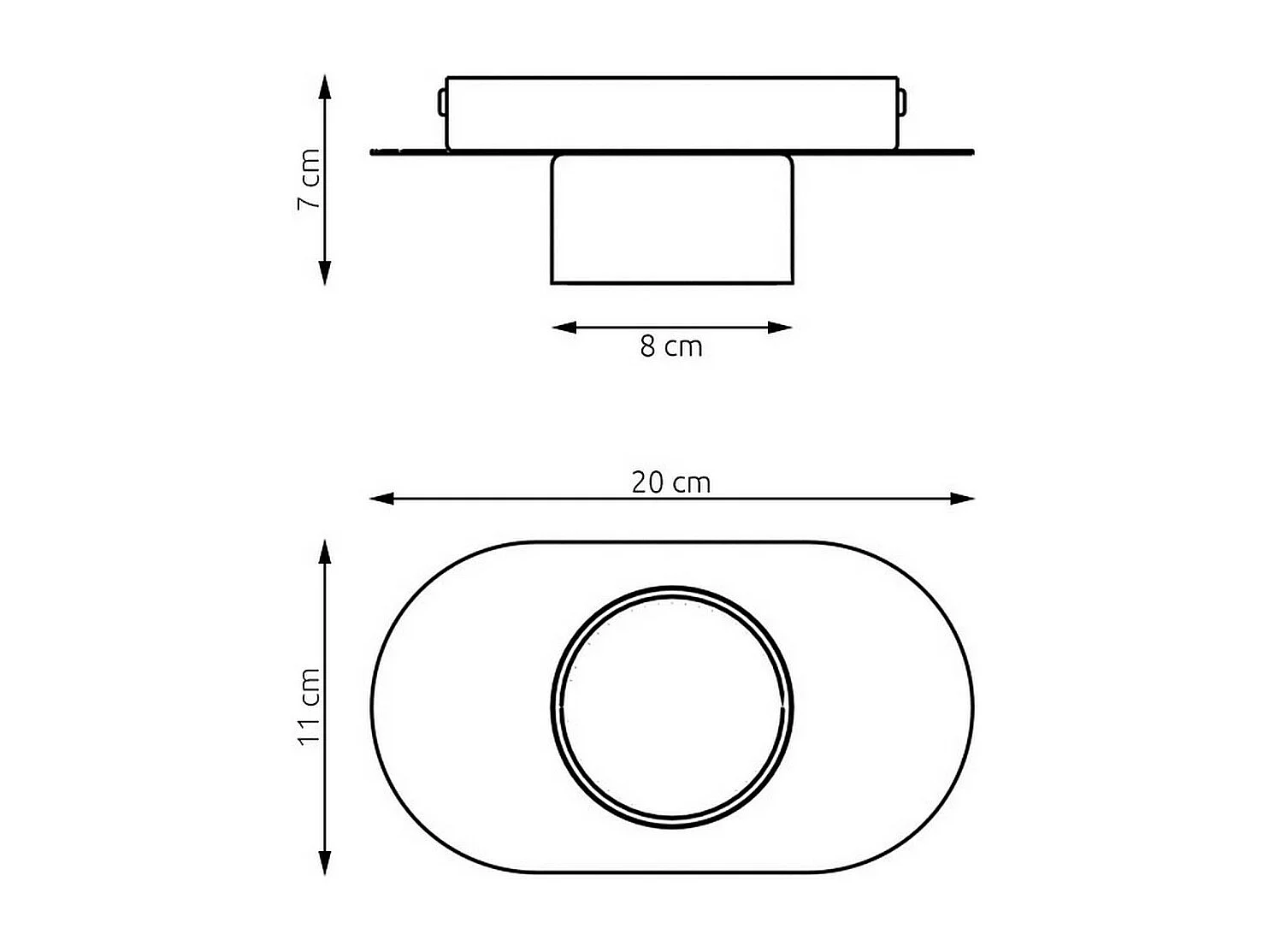 Plafonnier Stilo, Noir, 20x7x20 cm, Seven Design