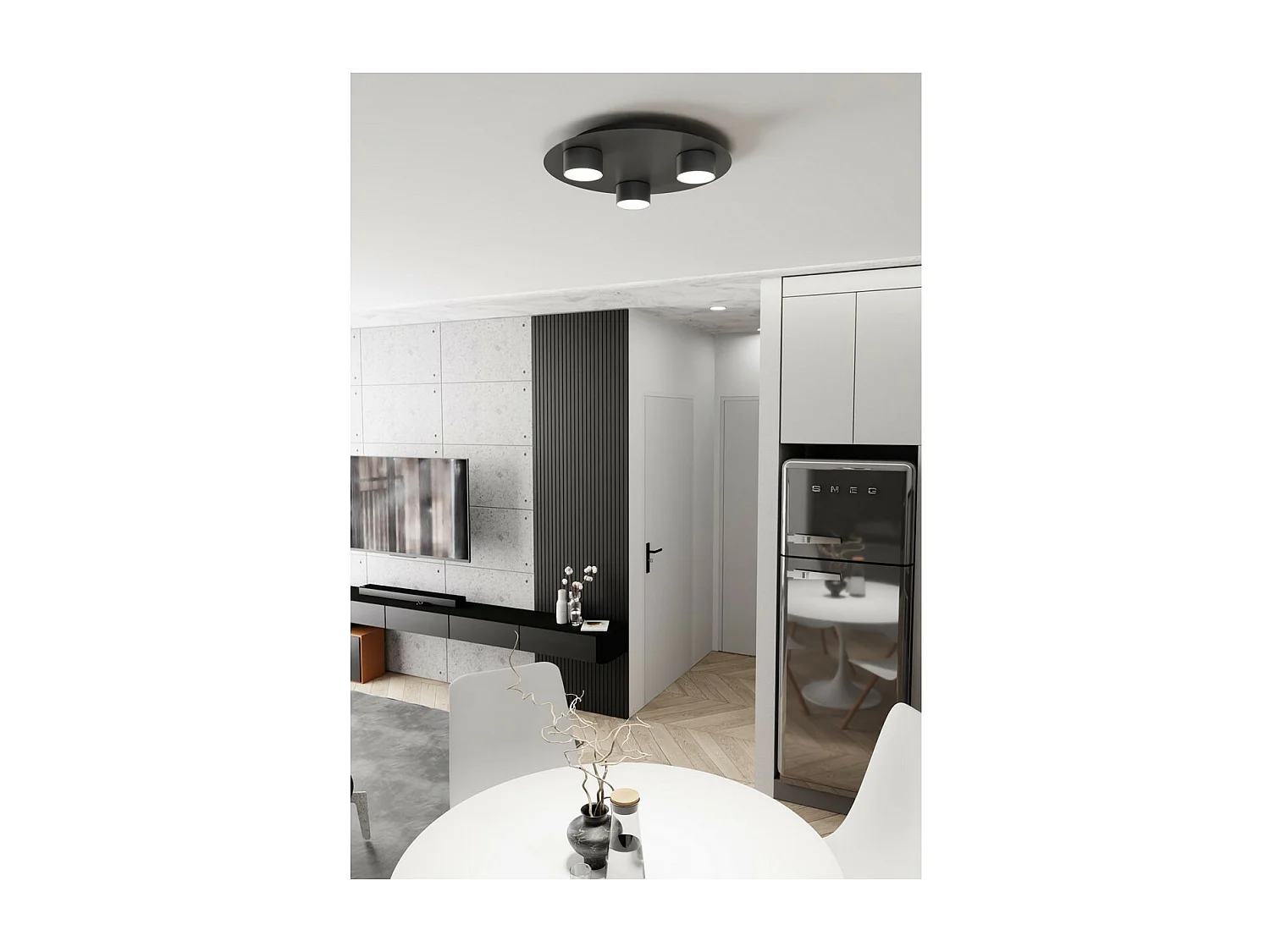 Plafonnier Bolx 1, Noir, 40x7x20 cm, Seven Design