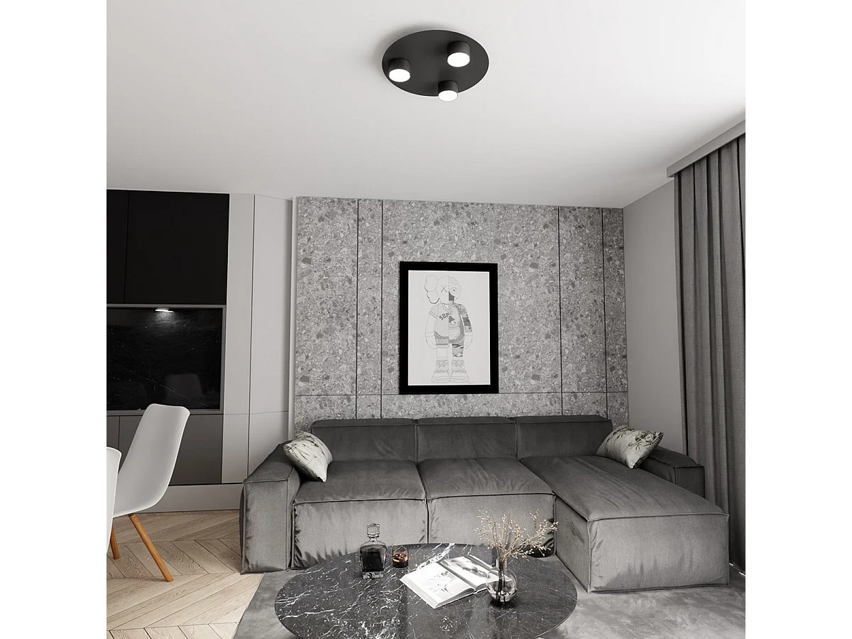 Plafonnier Bolx 1, Noir, 40x7x20 cm, Seven Design