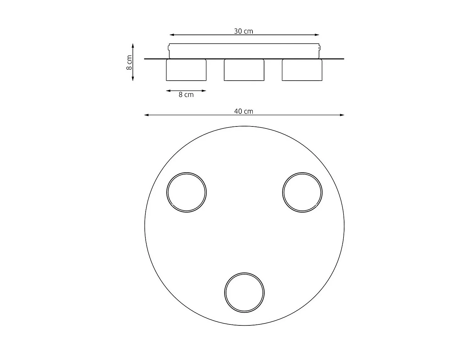 Plafonnier Bolx 1, Noir, 40x7x20 cm, Seven Design