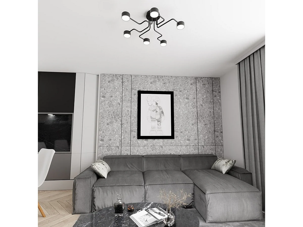 Plafonnier Kurage, Noir, 60x18x60 cm, Seven Design