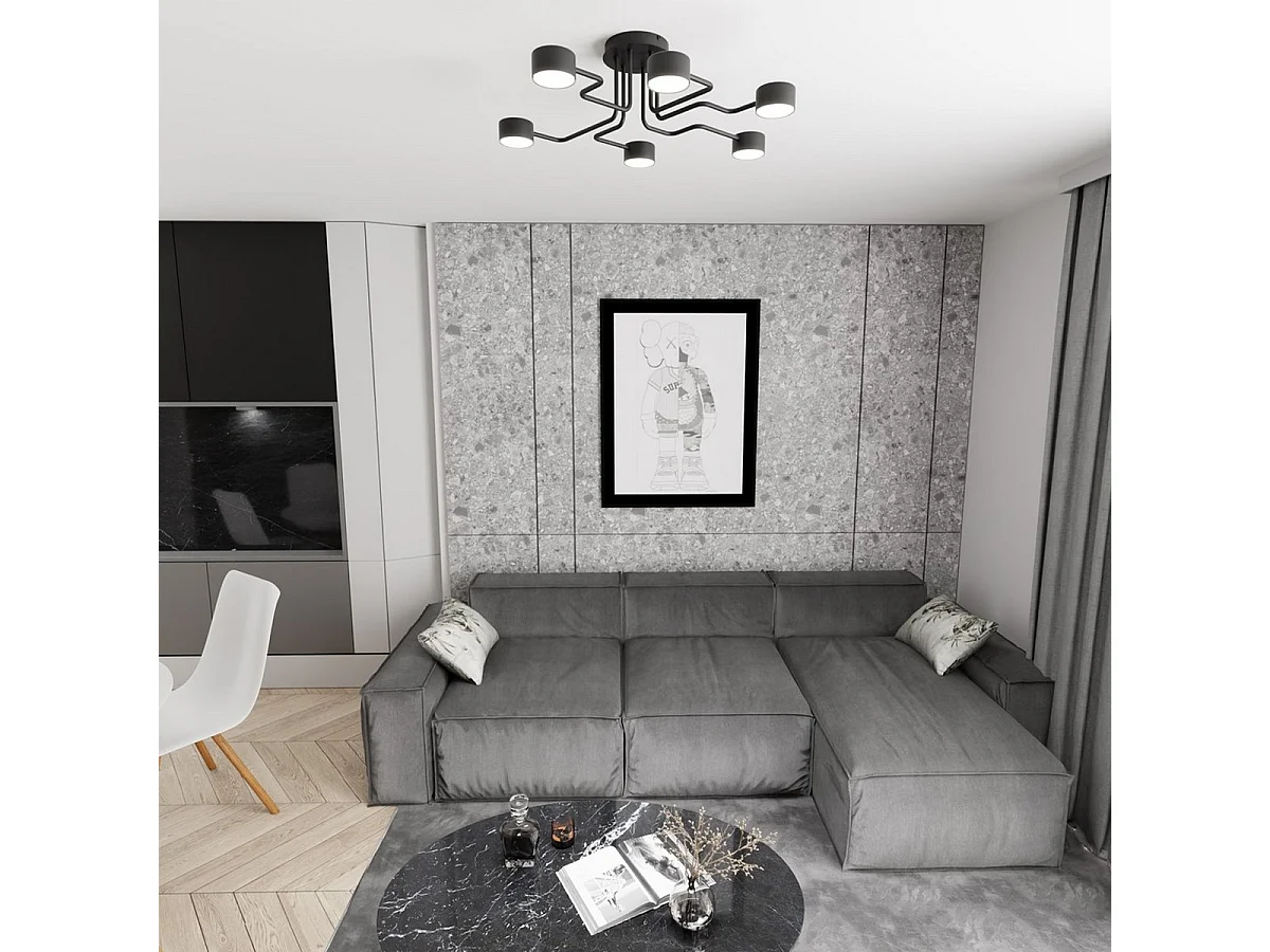 Plafonnier Kurage, Noir, 60x18x60 cm, Seven Design