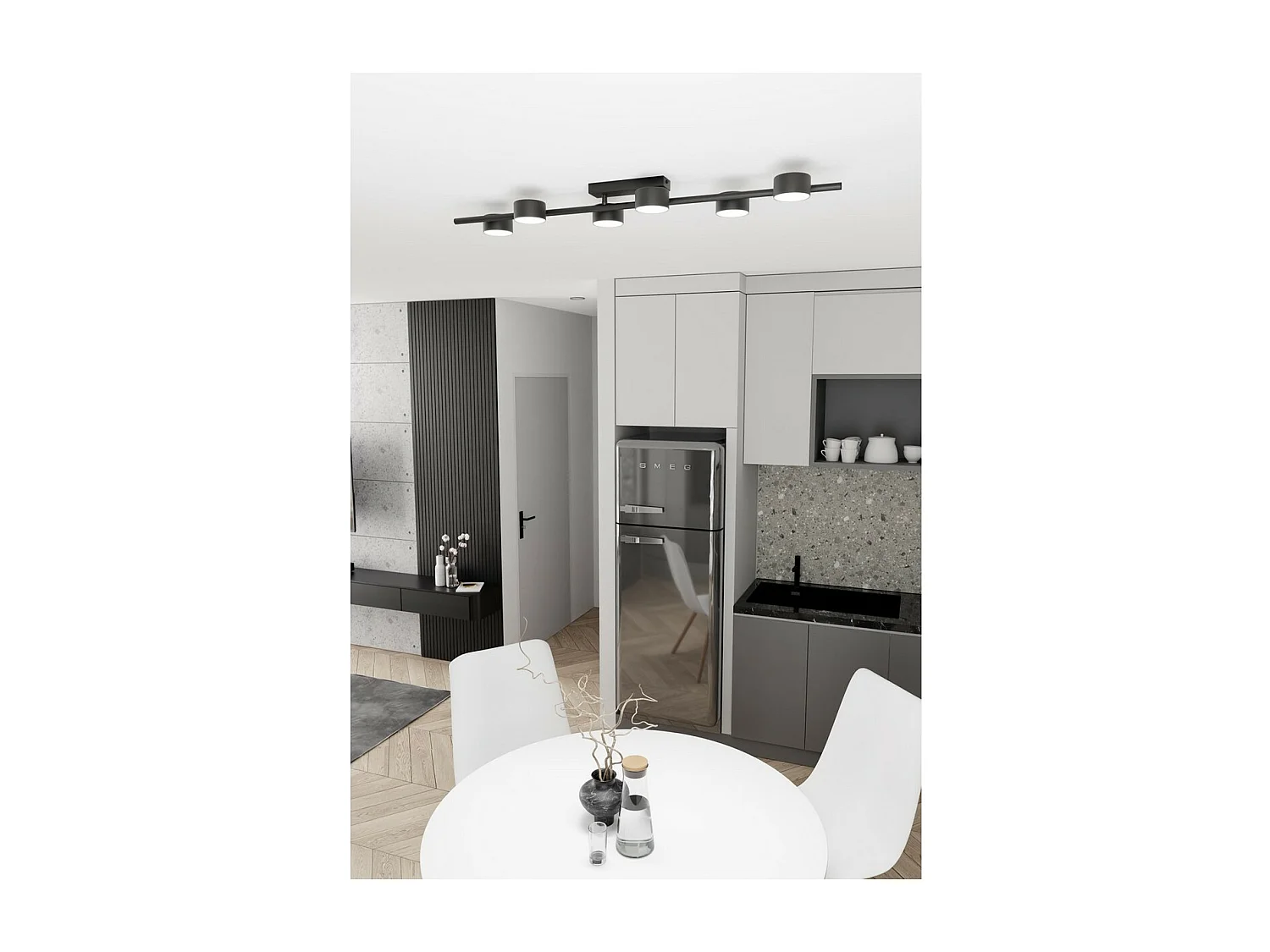 Candeeiro de Teto Bet, Preto, 100x9x19 cm, Seven Design