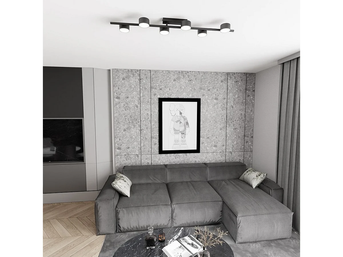 Candeeiro de Teto Bet, Preto, 100x9x19 cm, Seven Design