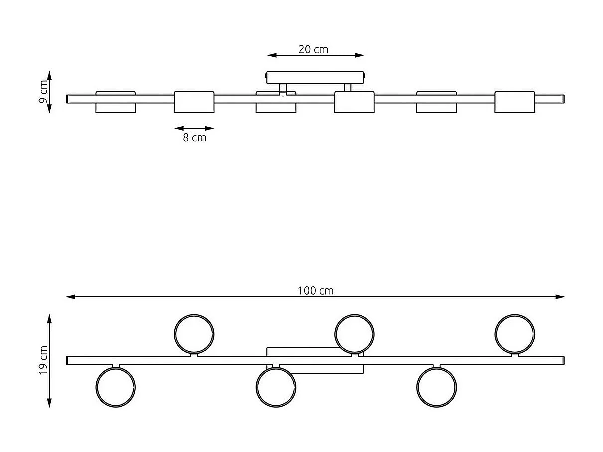 Candeeiro de Teto Bet, Preto, 100x9x19 cm, Seven Design