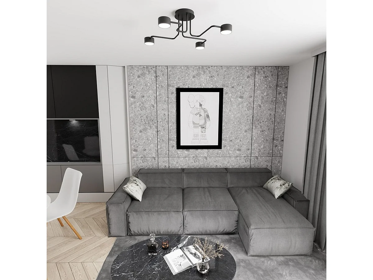 Plafondlamp Kurage, Zwart, 53x18x53 cm, Seven Design